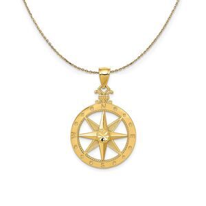 14k Yellow Gold Compass (20mm) Necklace - 24 Inch
